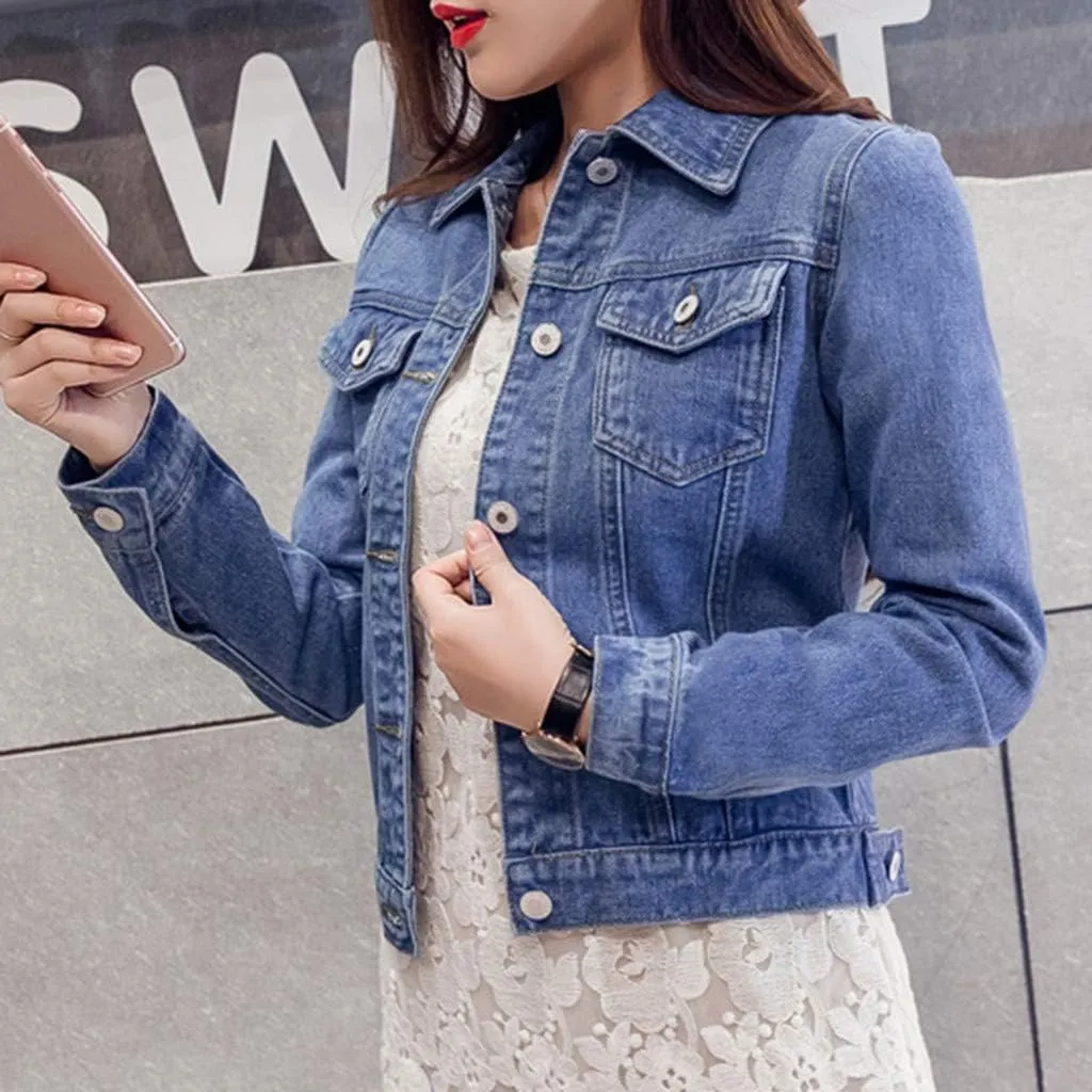 Women's Oversized Denim Jacket Casual Long Boyfriend Distresse Jean Jacket Autumn Spring Washed Denim Jacket 2024
