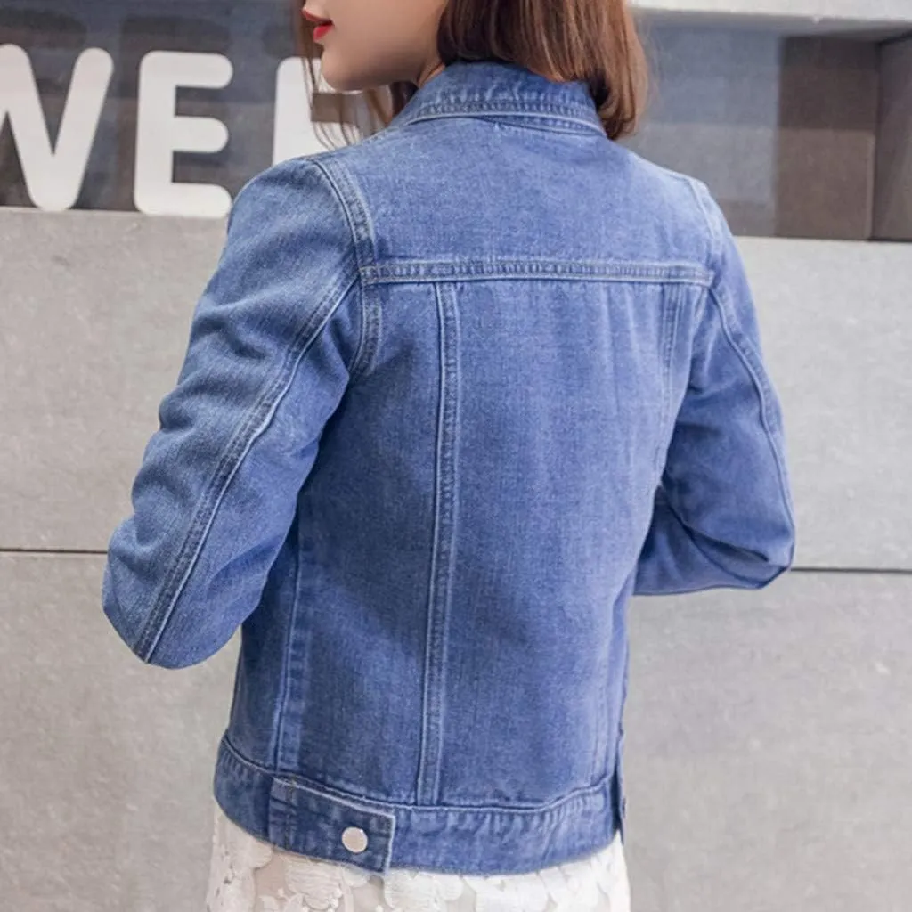 Women's Oversized Denim Jacket Casual Long Boyfriend Distresse Jean Jacket Autumn Spring Washed Denim Jacket 2024