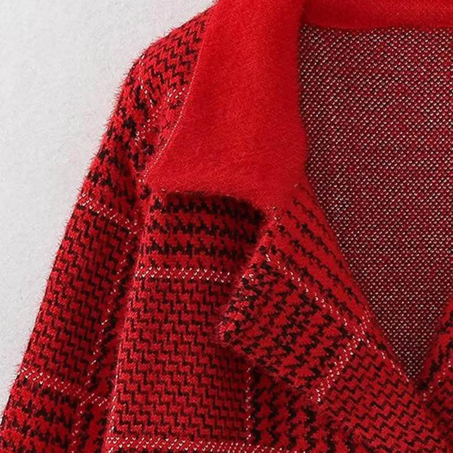 Women's Plaid Knit Coatigan Coats Long Sleeve Casual Lapel Trench Coat Double Breasted Overcoat Outerwear with Pockets