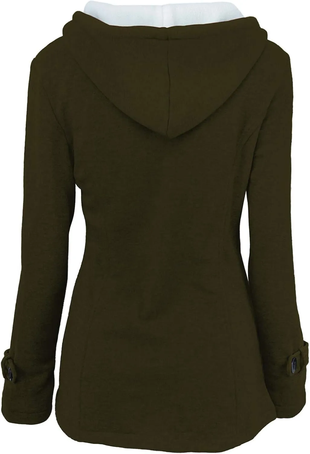 Womens Plus Size Horn Button Fleece Thicken Coat with Hood Winter Warm Jacket 2023 Fashion Casual Outerwear