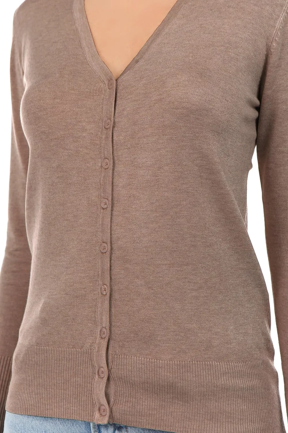 Women's Regular Solid Long Sleeve Cardigan with Decorative Buttons
