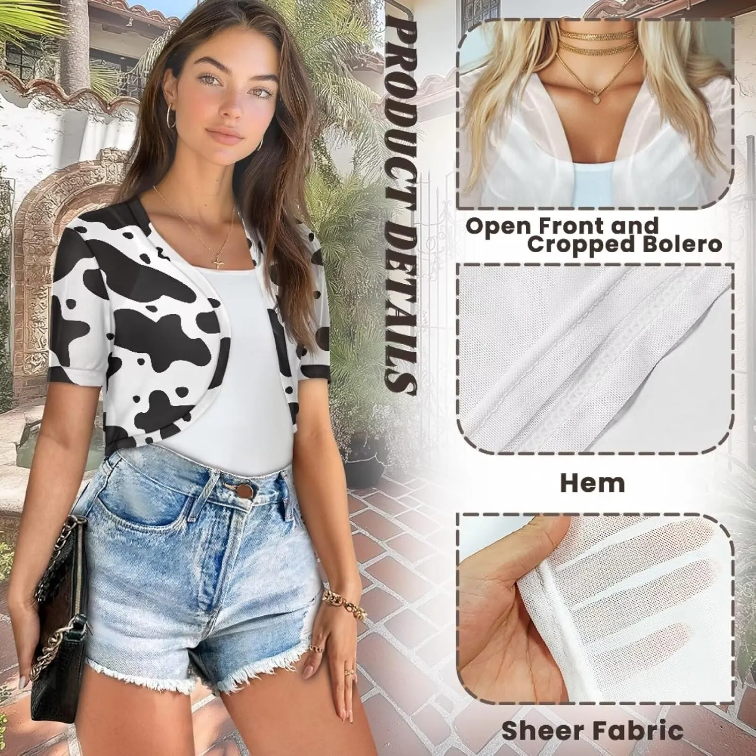 Womens Short Sleeve Bolero Shrug Open Front Knit Cropped Cardigan Shoulder Cover for Dress Cute Casual Knit Cover Up