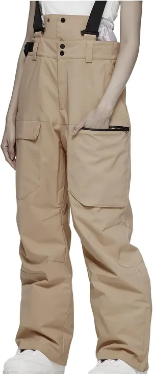 Womens Strap Ski Pants Insulated Windproof Warm Snowboard Thick Overalls Outdoor Skiing Climbing 2025 Winter Trouses