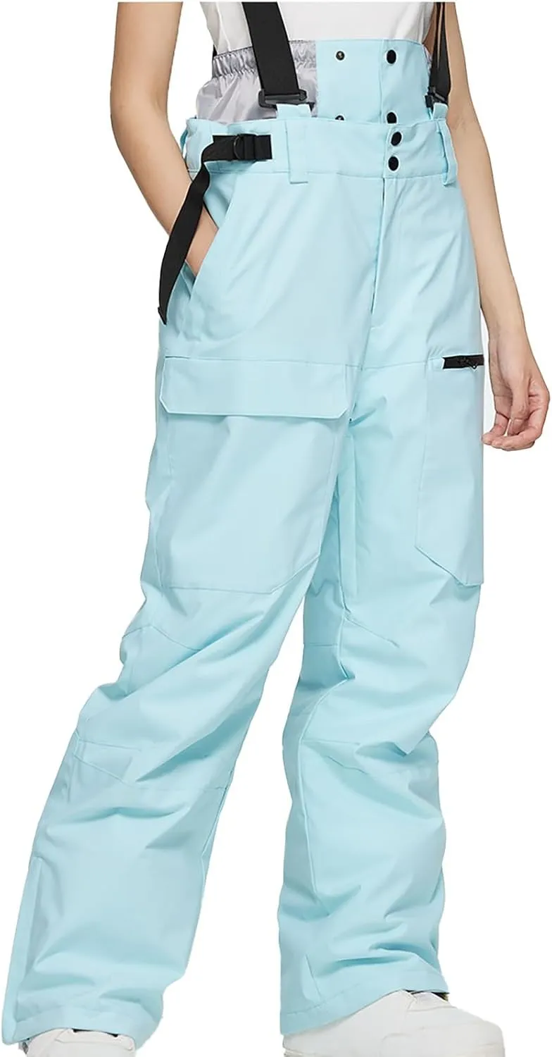 Womens Strap Ski Pants Insulated Windproof Warm Snowboard Thick Overalls Outdoor Skiing Climbing 2025 Winter Trouses