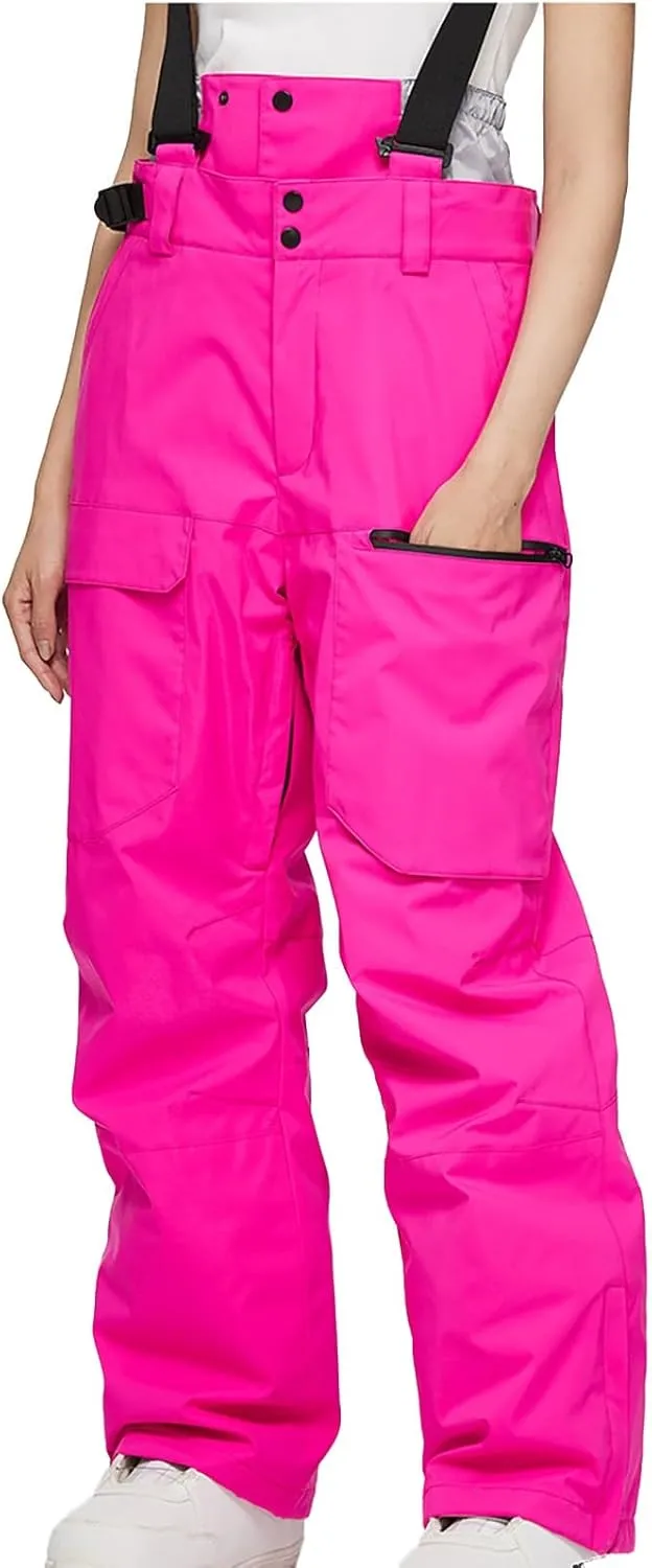Womens Strap Ski Pants Insulated Windproof Warm Snowboard Thick Overalls Outdoor Skiing Climbing 2025 Winter Trouses