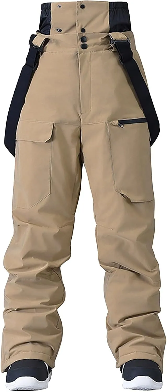 Womens Strap Ski Pants Insulated Windproof Warm Snowboard Thick Overalls Outdoor Skiing Climbing 2025 Winter Trouses