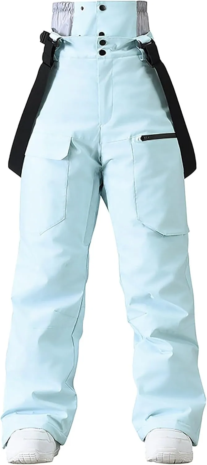 Womens Strap Ski Pants Insulated Windproof Warm Snowboard Thick Overalls Outdoor Skiing Climbing 2025 Winter Trouses