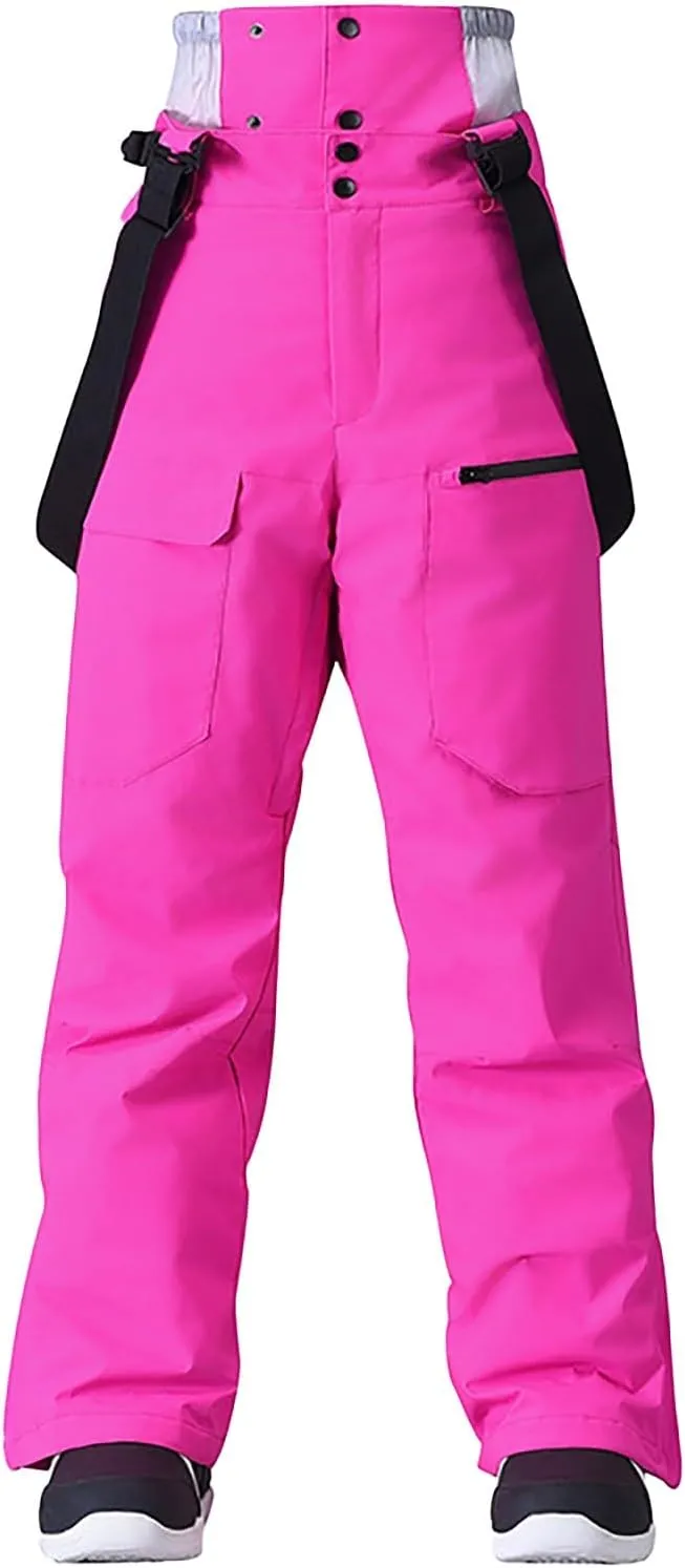 Womens Strap Ski Pants Insulated Windproof Warm Snowboard Thick Overalls Outdoor Skiing Climbing 2025 Winter Trouses