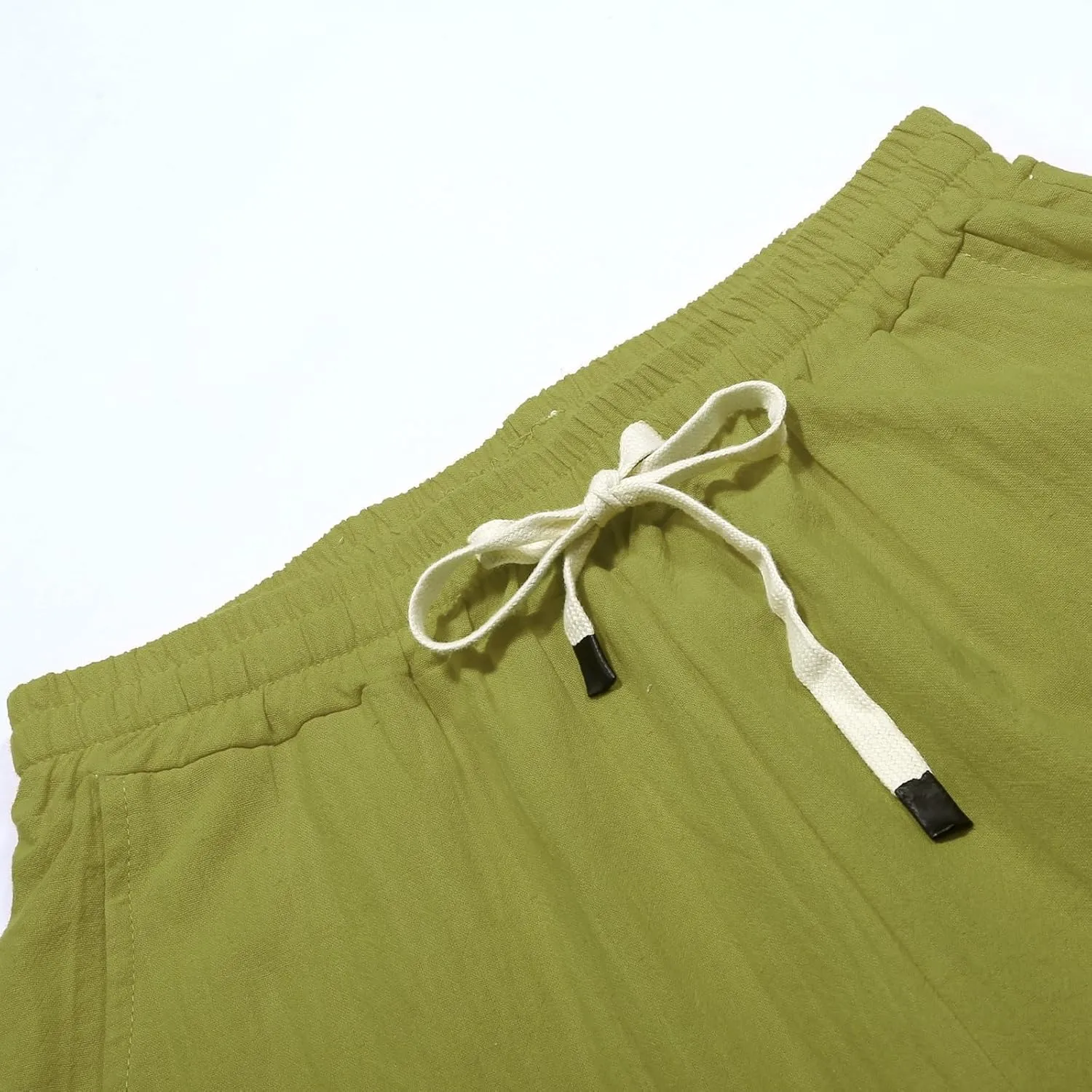 Womens Summer Mix Linen Capri Pants Cropped Trousers Petite Summer Beachwear Linen Capri Pants for Women Cotton