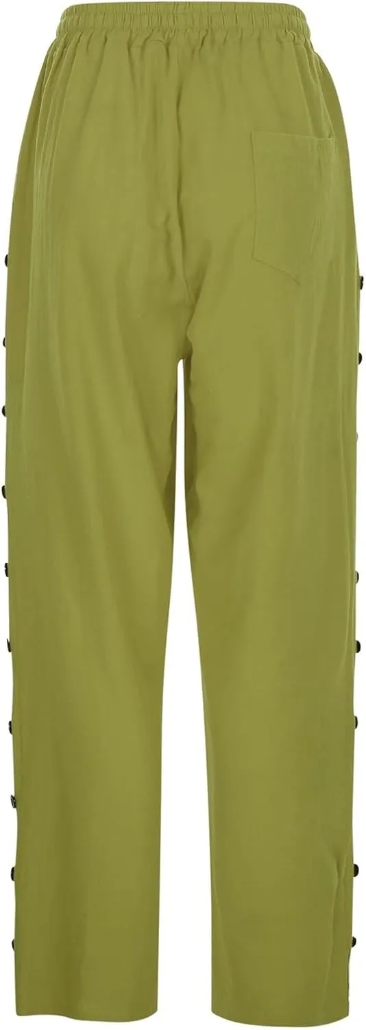 Womens Summer Mix Linen Capri Pants Cropped Trousers Petite Summer Beachwear Linen Capri Pants for Women Cotton