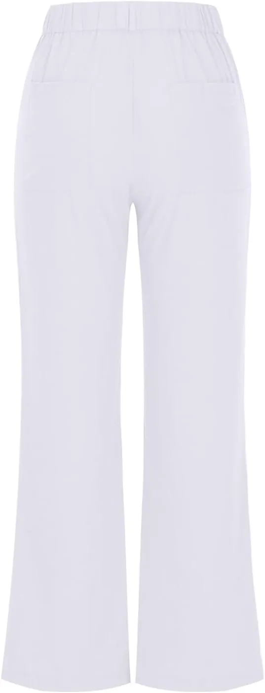 Womens Summer Pants Trendy Cotton Linen Dressy Pants Casual Straight Leg Beach Trousers Lounge Palazzo with Pocket