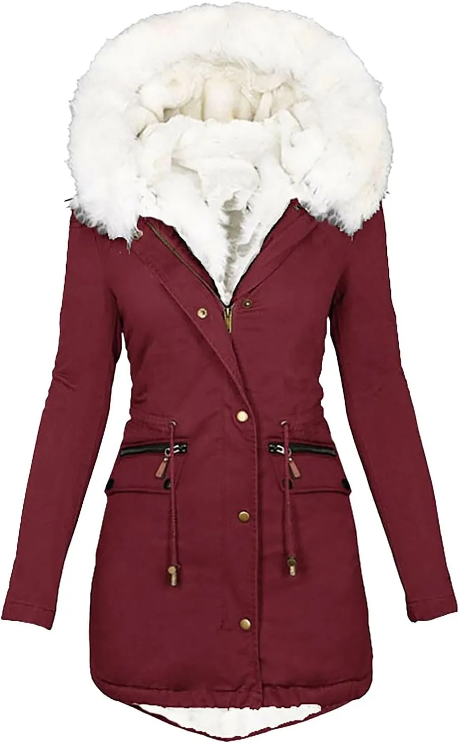 Women's Thickened Down Jacket Jacket with Collar Loose Winter Coat Long-Sleeve Water Resistant Women's Parka Jacket
