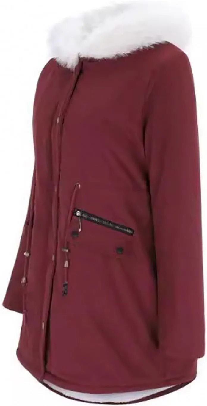 Women's Thickened Down Jacket Jacket with Collar Loose Winter Coat Long-Sleeve Water Resistant Women's Parka Jacket