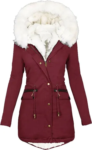 Women's Thickened Down Jacket Jacket with Collar Loose Winter Coat Long-Sleeve Water Resistant Women's Parka Jacket