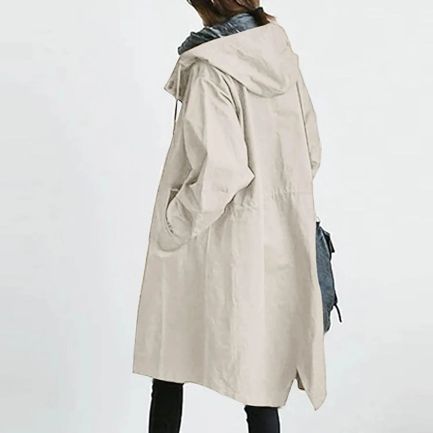 Womens Trench Coat Hooded Coat Outwear Womens Elegant Windbreaker Wild Winter Women'S Coat Waterproow Overcoat with