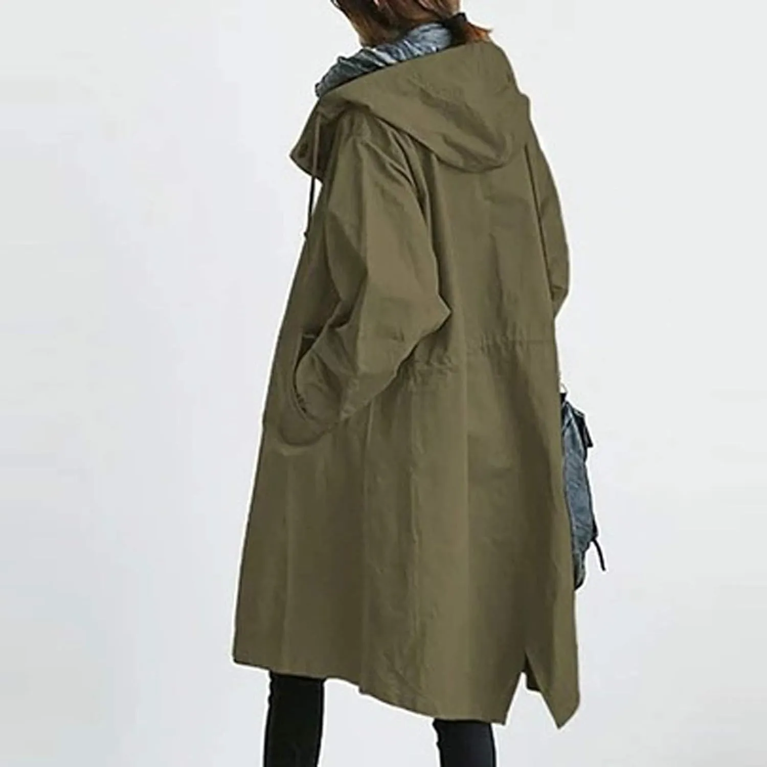 Womens Trench Coat Hooded Coat Outwear Womens Elegant Windbreaker Wild Winter Women'S Coat Waterproow Overcoat with