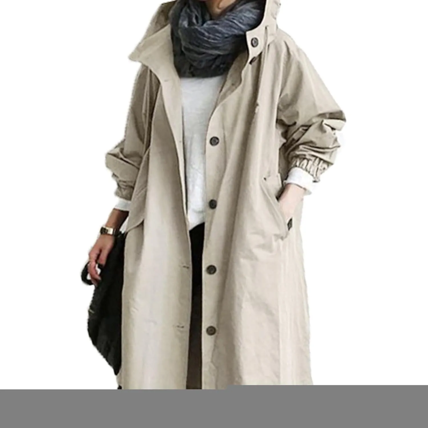 Womens Trench Coat Hooded Coat Outwear Womens Elegant Windbreaker Wild Winter Women'S Coat Waterproow Overcoat with