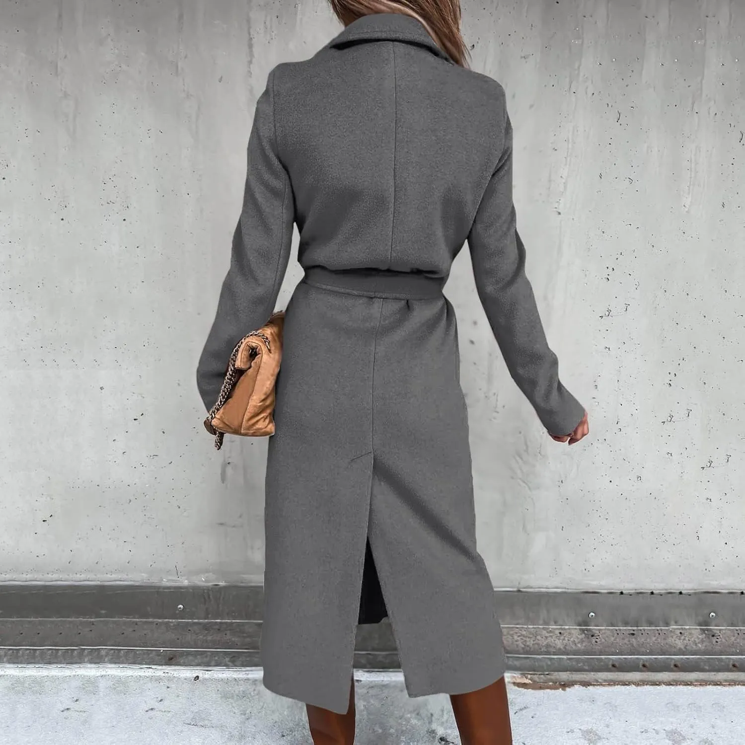 Womens Trench Coat Long Fuzzy Jacket Loose Fitting Warm Winter Outwear Fashion Lapel Jacket Coats Pedcoat Womens