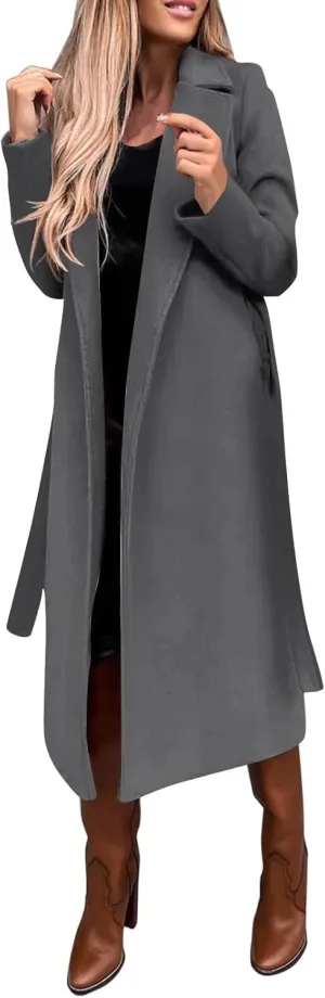 Womens Trench Coat Long Fuzzy Jacket Loose Fitting Warm Winter Outwear Fashion Lapel Jacket Coats Pedcoat Womens