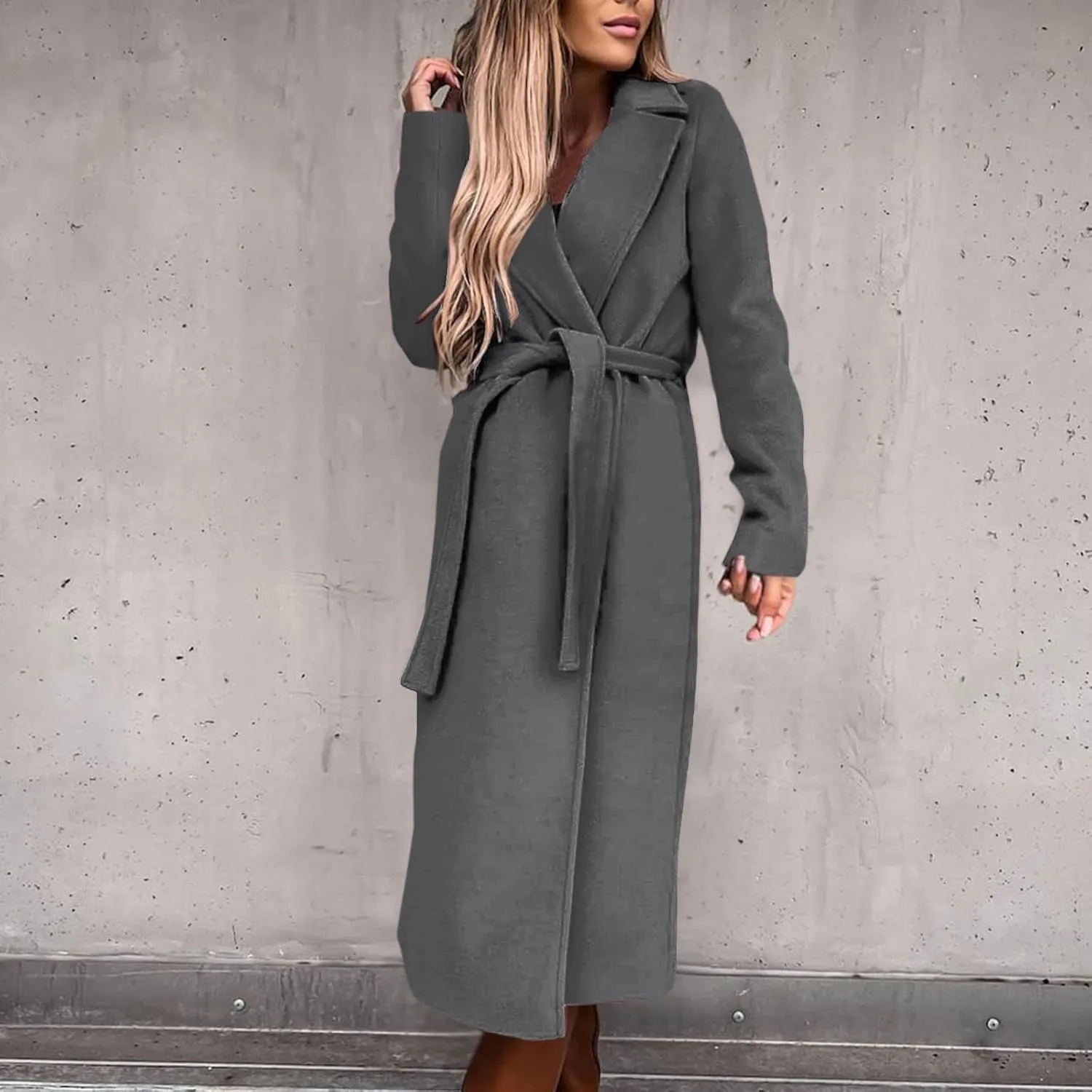Womens Trench Coat Long Fuzzy Jacket Loose Fitting Warm Winter Outwear Fashion Lapel Jacket Coats Pedcoat Womens