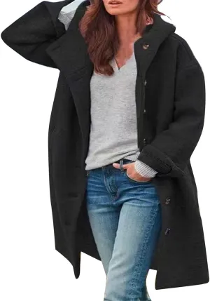 Womens Trench Coat Waterproow Jacket Loose Fitting Warm Winter Outwear Fashion Lapel Rain Trench Coat Women with