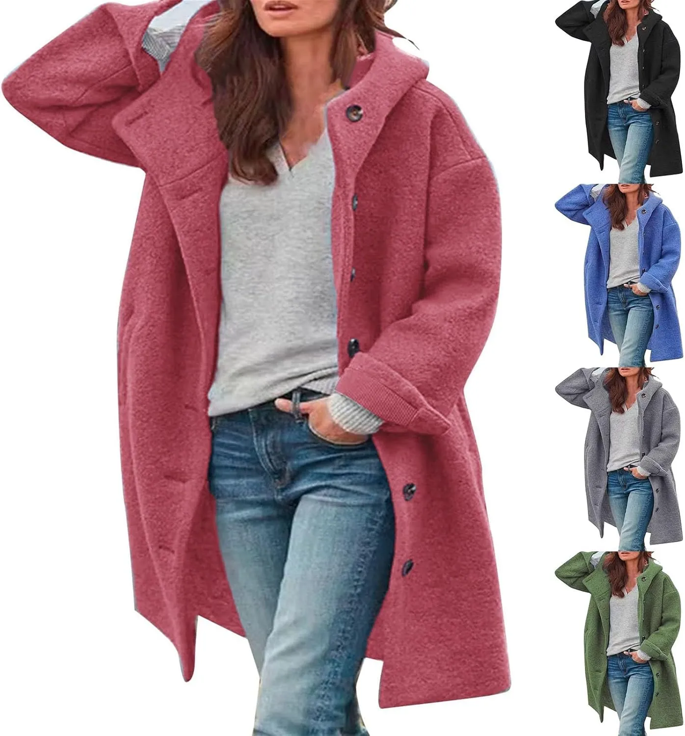 Womens Trench Coat Waterproow Jacket Loose Fitting Warm Winter Outwear Fashion Lapel Rain Trench Coat Women with
