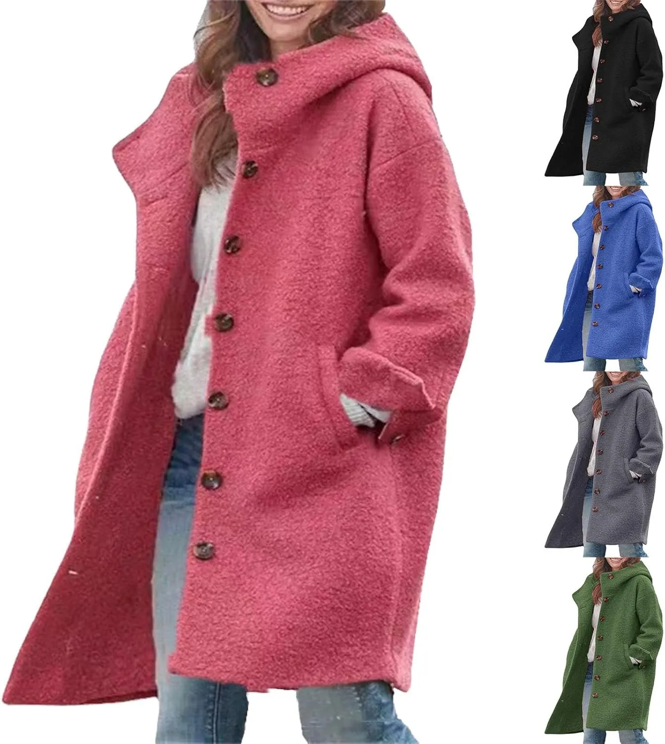 Womens Trench Coat Waterproow Jacket Loose Fitting Warm Winter Outwear Fashion Lapel Rain Trench Coat Women with