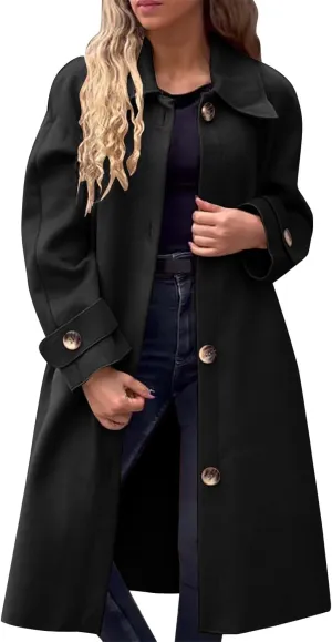 Womens Trench Coat Waterproow Jacket Loose Fitting Warm Winter Outwear Fashion Lapel Rain Trench Coat Women with
