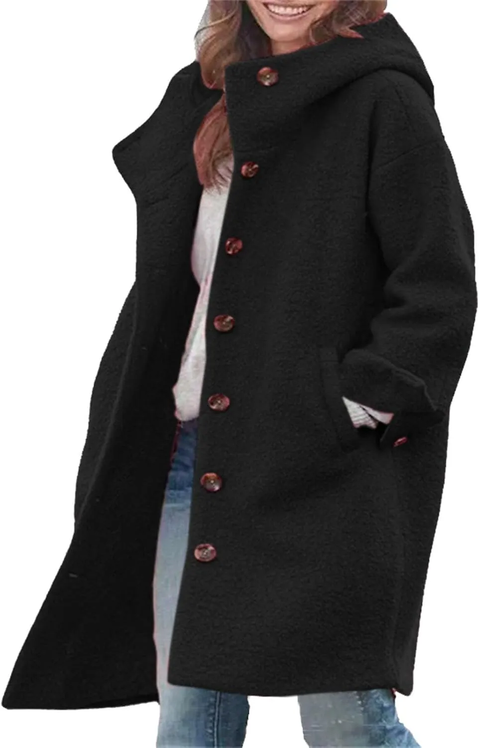 Womens Trench Coat Waterproow Jacket Loose Fitting Warm Winter Outwear Fashion Lapel Rain Trench Coat Women with