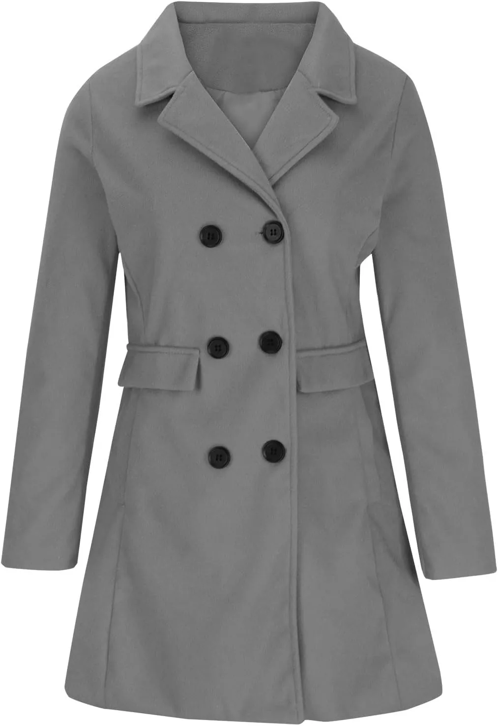 Womens Trench Coats 2024 Notch Lapel Mid-Long Open Front Pea Coat Wool Blend Warm Winter Jackets With Pockets