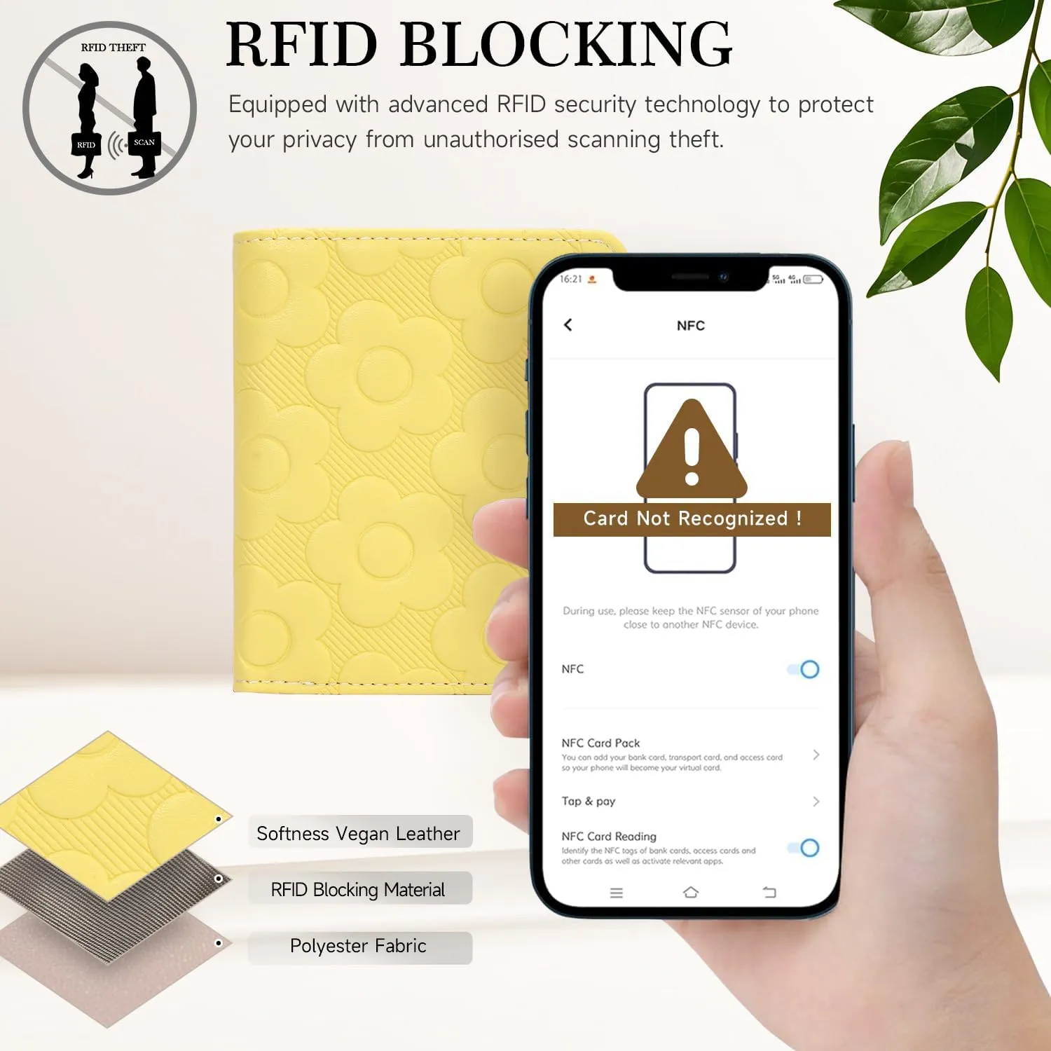 Womens Wallet,Slim Small Wallet Women RFID Bifold Compact Wallets for Women 3D Embossed Flower Leather Wallet with ID Credit Card Holder Zipper Coin Pocket Yellow
