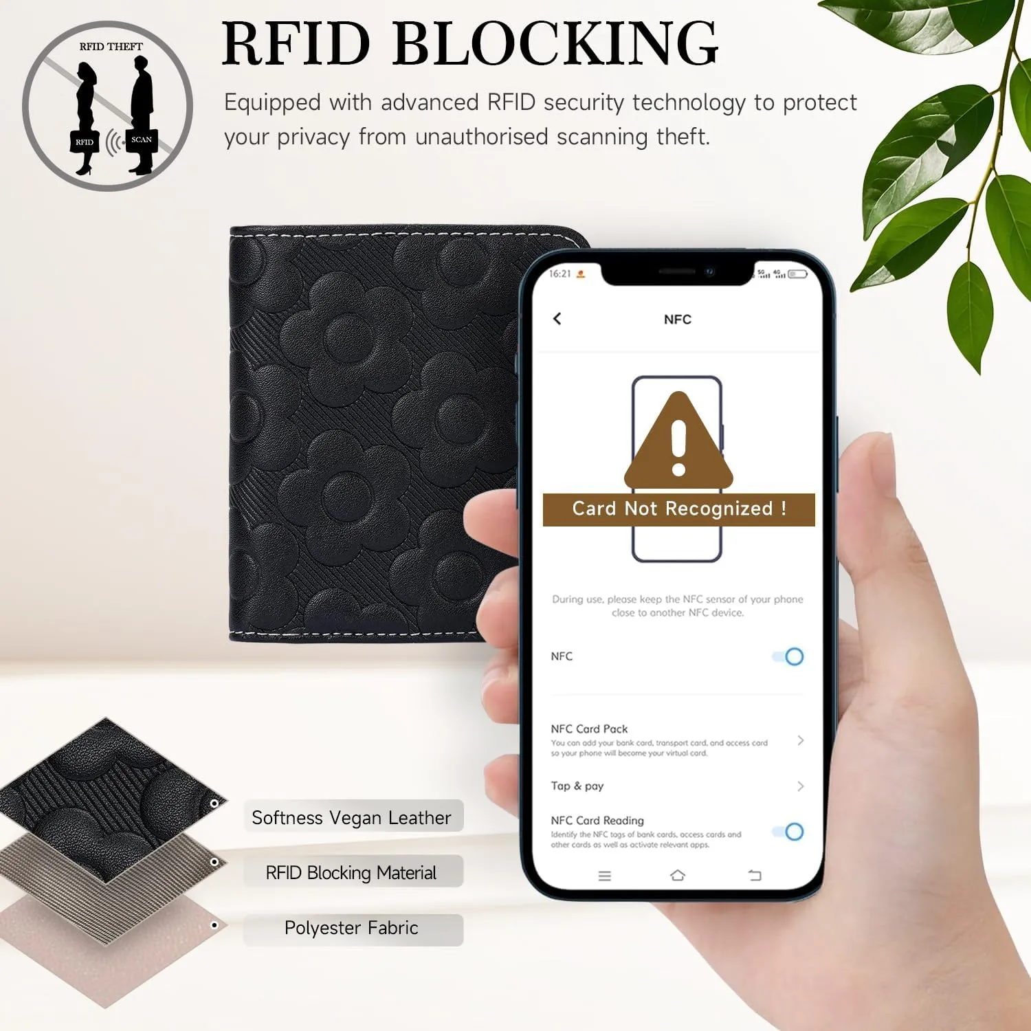 Womens Wallet,Slim Small Wallet Women RFID Bifold Compact Wallets for Women 3D Embossed Leather Wallet with ID Credit Card Holder Zipper Coin Pocket Black