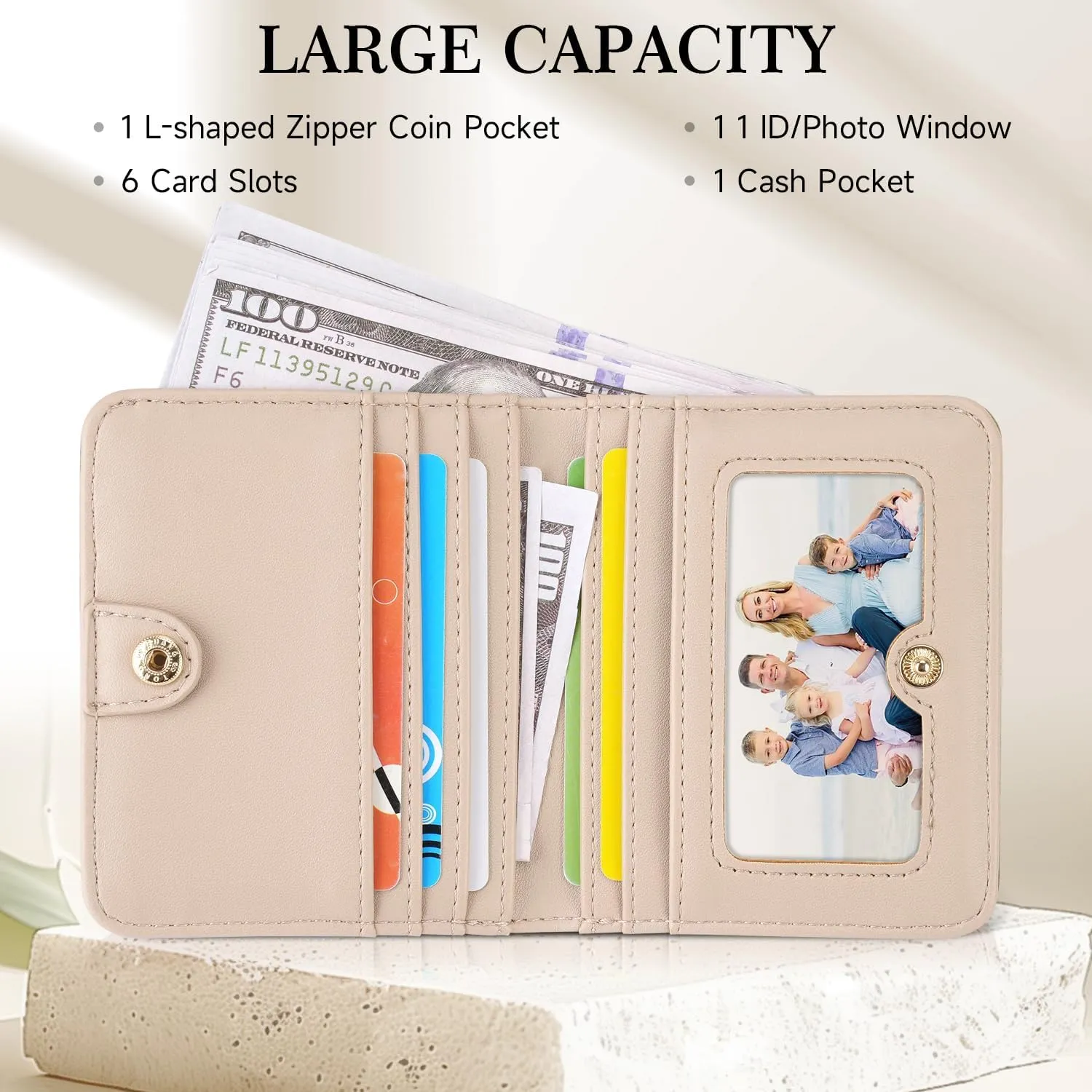 Womens Wallet,Slim Small Wallet Women RFID Bifold Compact Wallets for Women 3D Embossed Leather Wallet with ID Credit Card Holder Zipper Coin Pocket Green