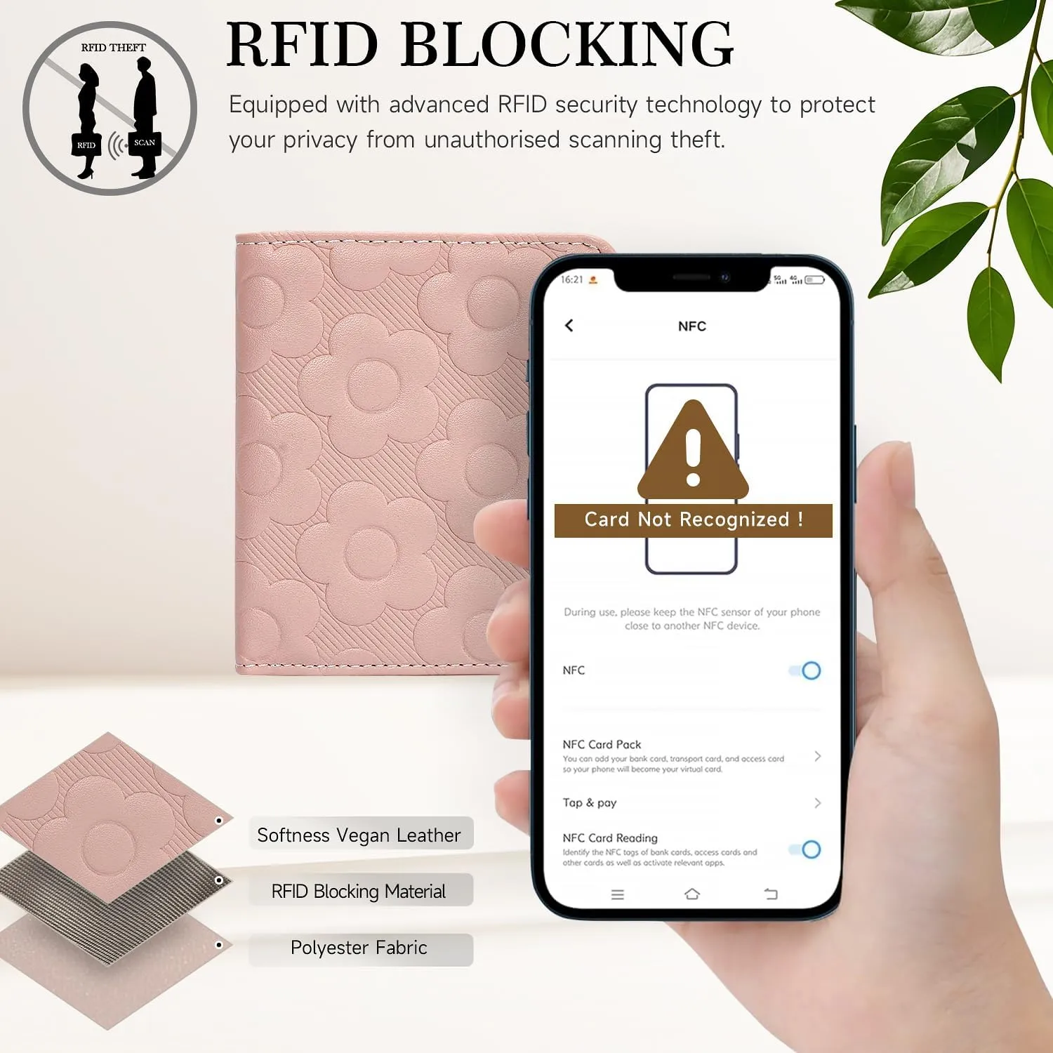 Womens Wallet,Slim Small Wallet Women RFID Bifold Compact Wallets for Women 3D Embossed Leather Wallet with ID Credit Card Holder Zipper Coin Pocket Pink