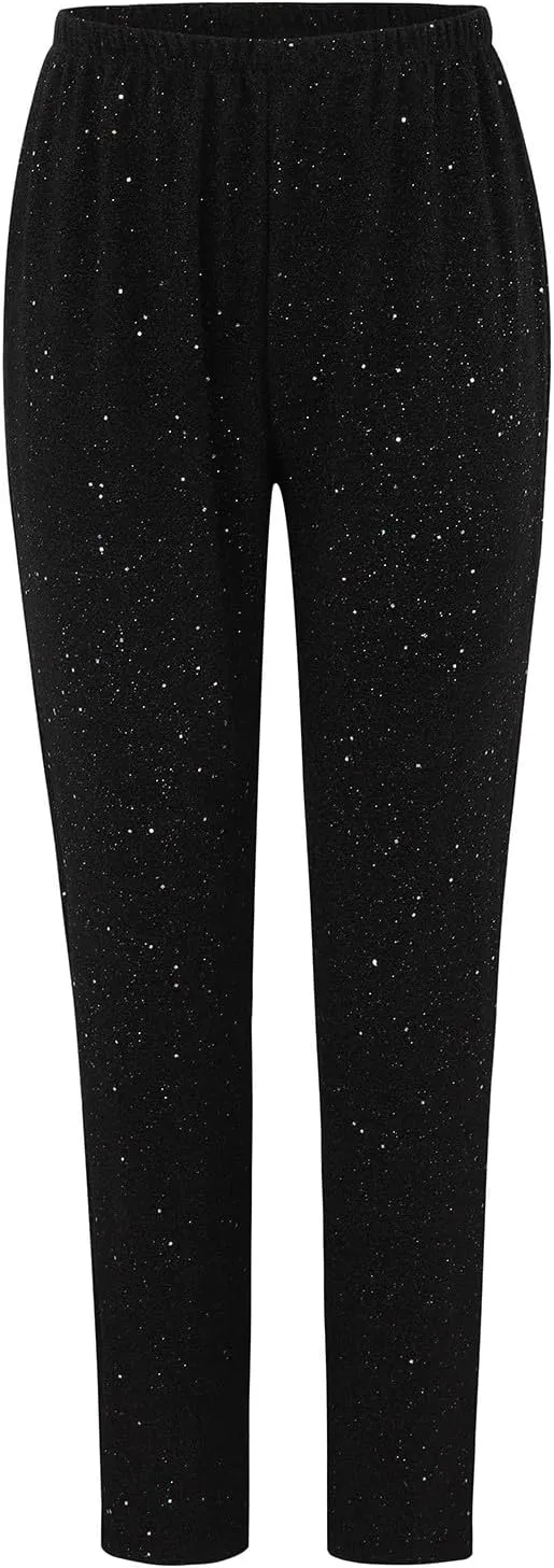 Women's Wide Leg Pants Women's High Waisted Sequin Loose Drape Wide Leg Pants Fashion Casual Bling Glitter Trousers