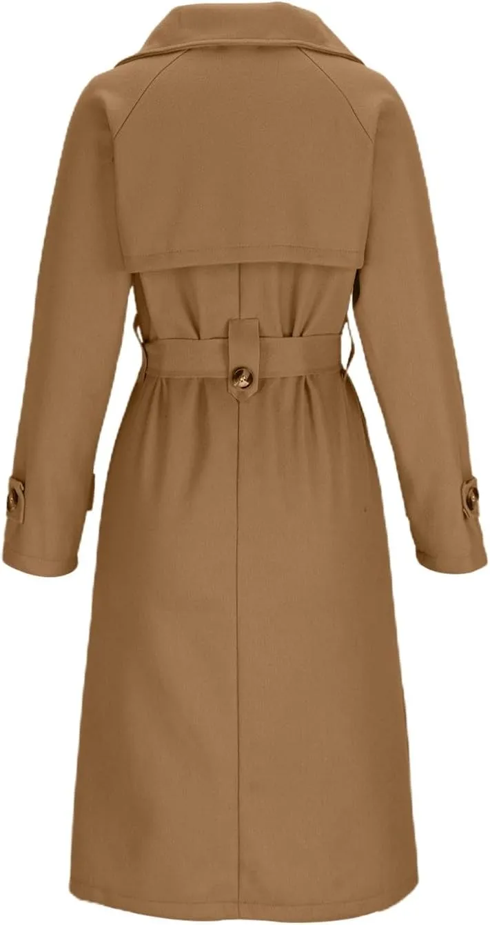 Women's Winter Coats Long Single-Breasted Outerwear Open Front Knitted Sweater Warm Trench Coat with Belt 2024