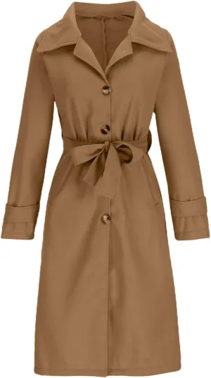 Women's Winter Coats Long Single-Breasted Outerwear Open Front Knitted Sweater Warm Trench Coat with Belt 2024