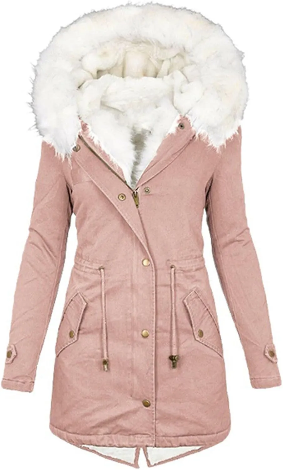 Womens Winter Coats Warm Hooded Sherpa Lined Parkas Jacket Thick Fleece Outerwear Faux Fur Plus Size Puffer Down Jackets