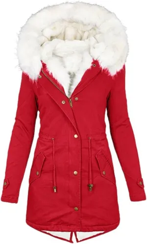 Womens Winter Coats Warm Hooded Sherpa Lined Parkas Jacket Thick Fleece Outerwear Faux Fur Plus Size Puffer Down Jackets
