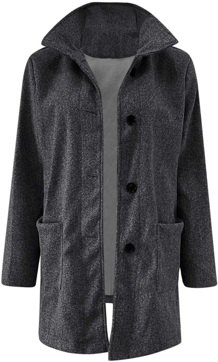 Womens Winter Long Pea Coats Wool Blend Peacoat Thicken Blazer Stand Collar Single Breasted Wool Coats 2024