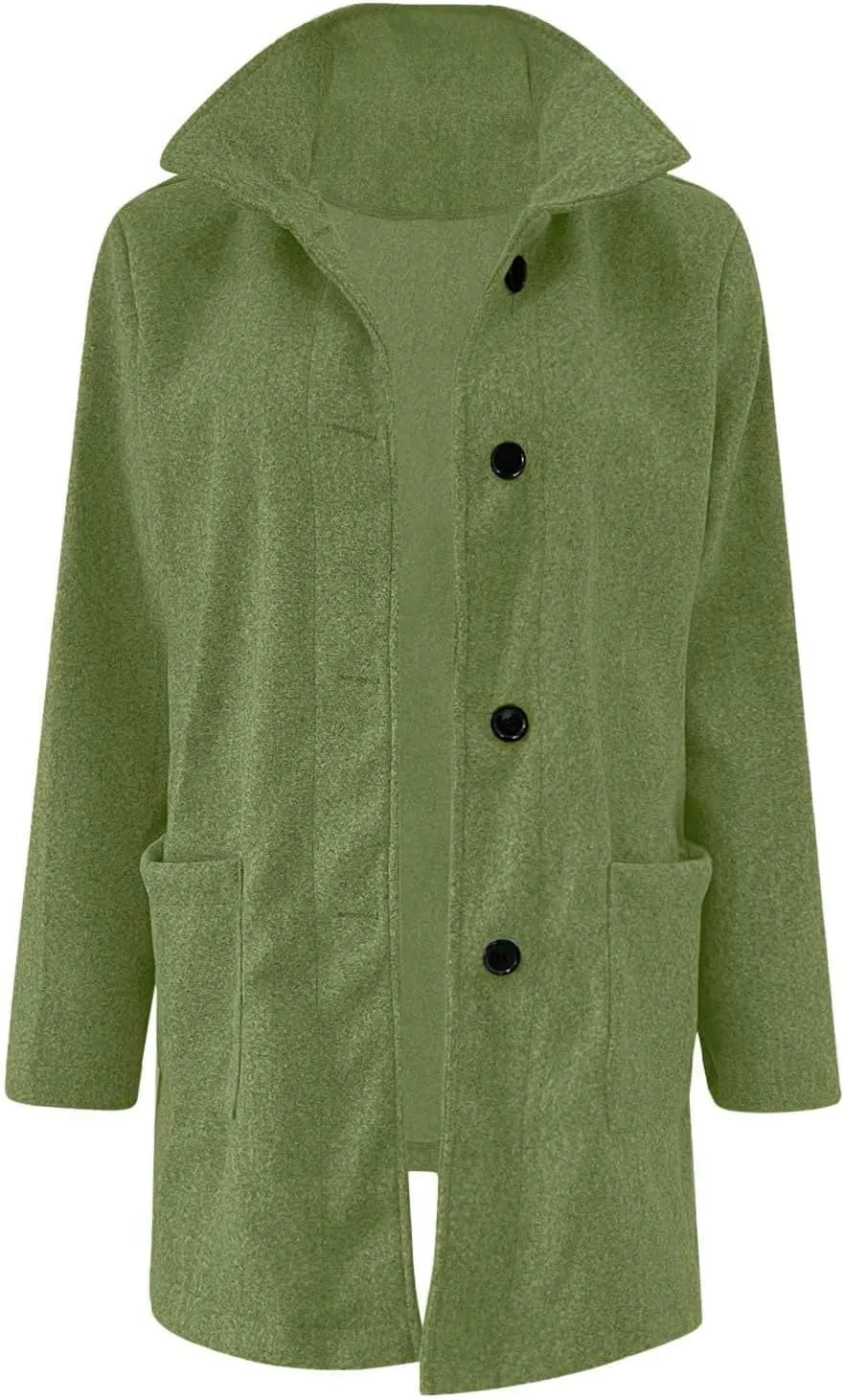 Womens Winter Long Pea Coats Wool Blend Peacoat Thicken Blazer Stand Collar Single Breasted Wool Coats 2024