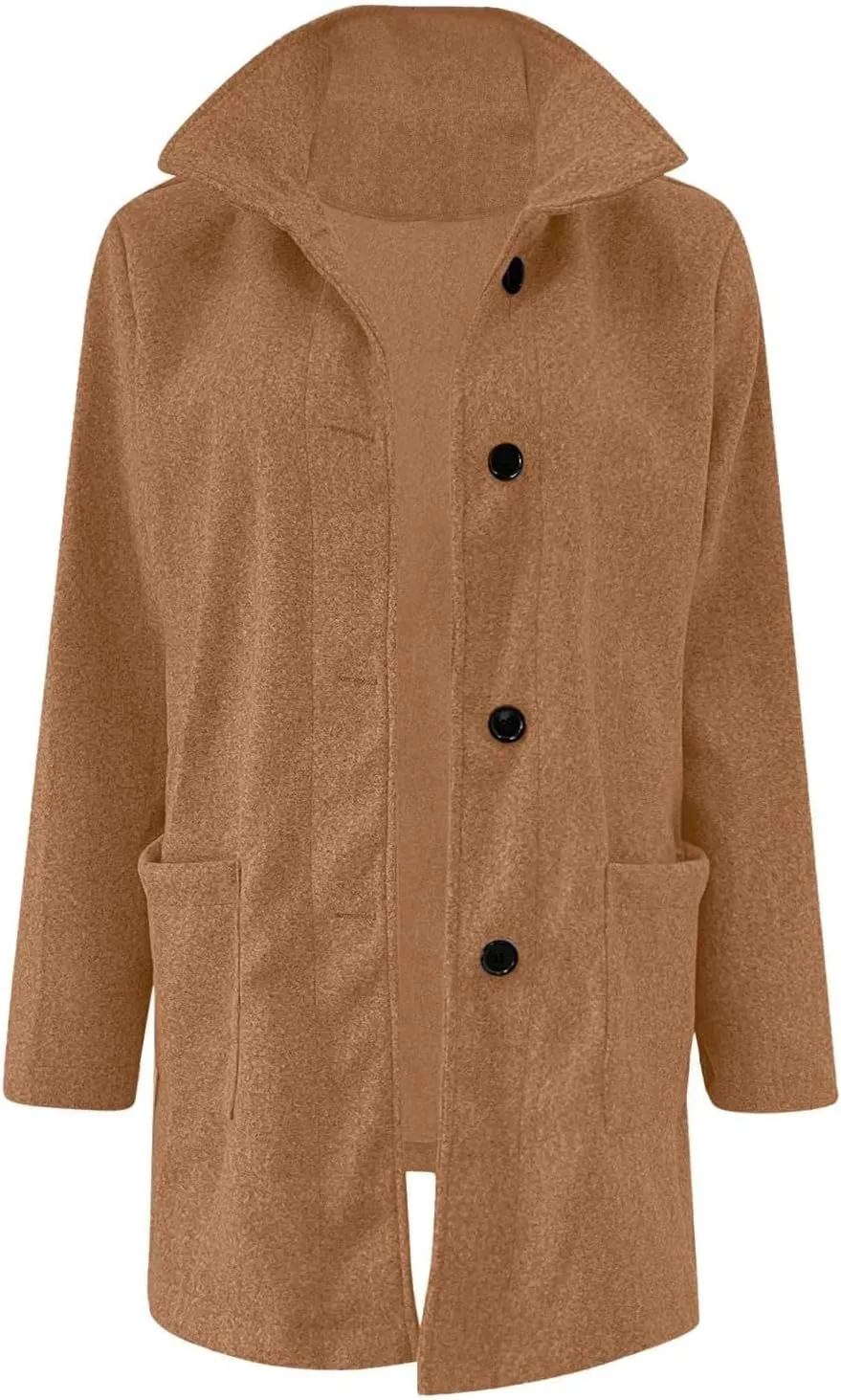 Womens Winter Long Pea Coats Wool Blend Peacoat Thicken Blazer Stand Collar Single Breasted Wool Coats 2024