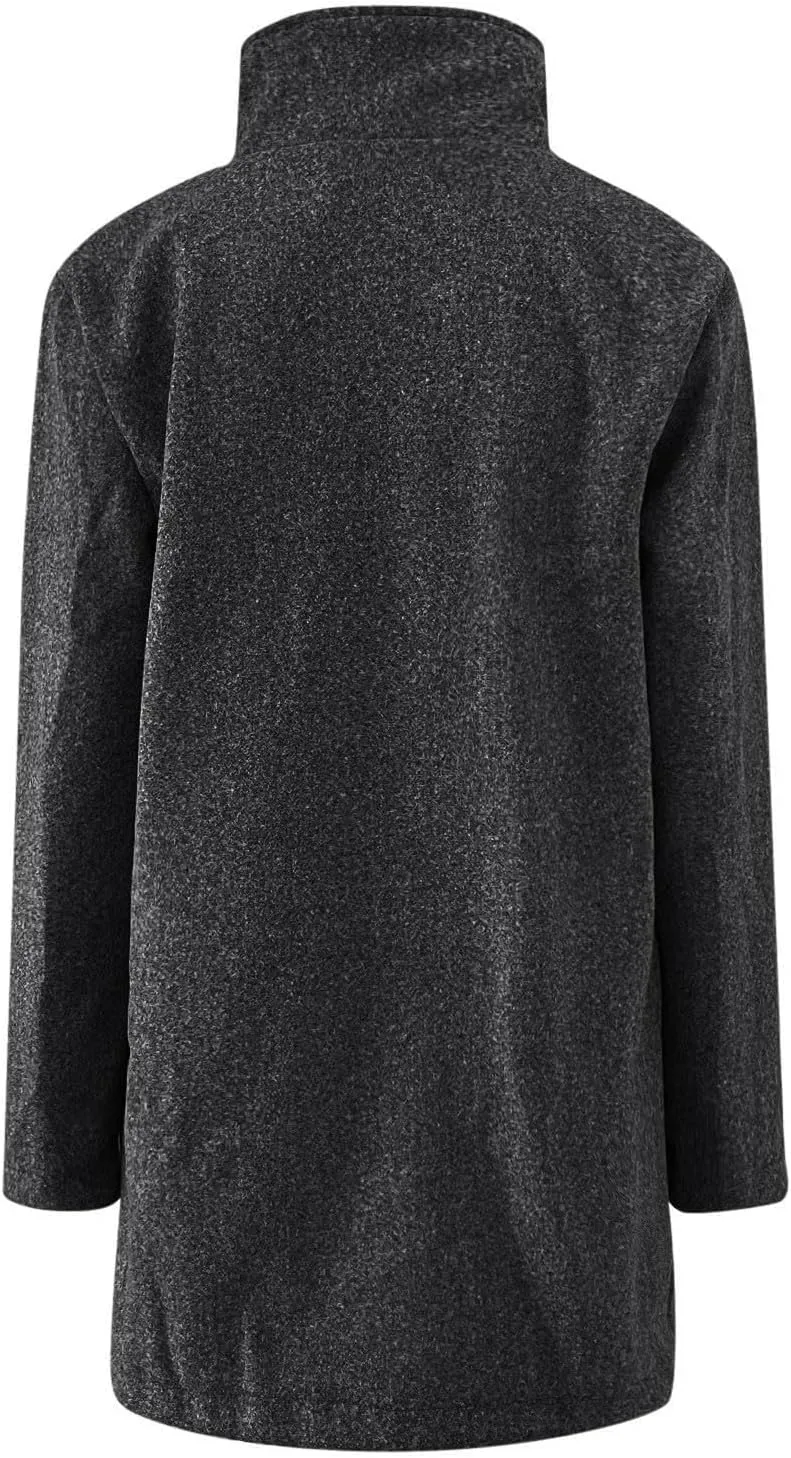 Womens Winter Long Pea Coats Wool Blend Peacoat Thicken Blazer Stand Collar Single Breasted Wool Coats 2024