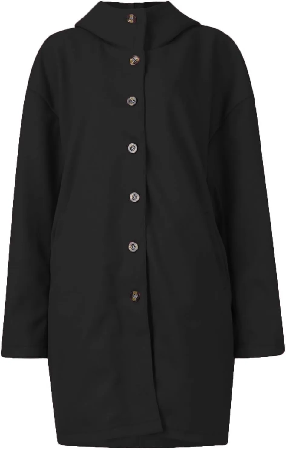 Women's Winter Single Breasted Long Thicken Wool Pea Coat with Hood Casual Wool Blend Trench Coat Jacket