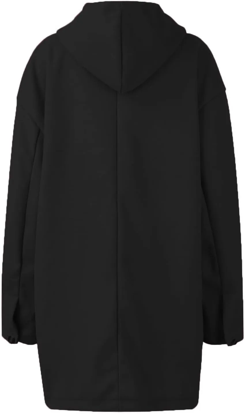 Women's Winter Single Breasted Long Thicken Wool Pea Coat with Hood Casual Wool Blend Trench Coat Jacket