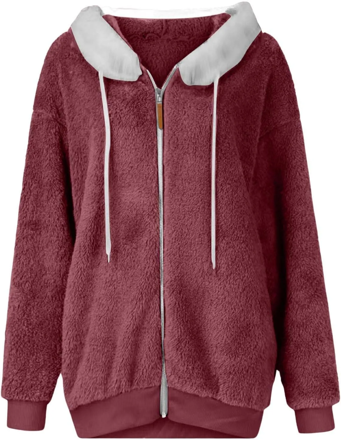 Womens Winter Thick Coat Hooded Zip Casual Outwear Insulated Slim Soft Fleece Jacket with Pocket Daily Outdoor Clothes