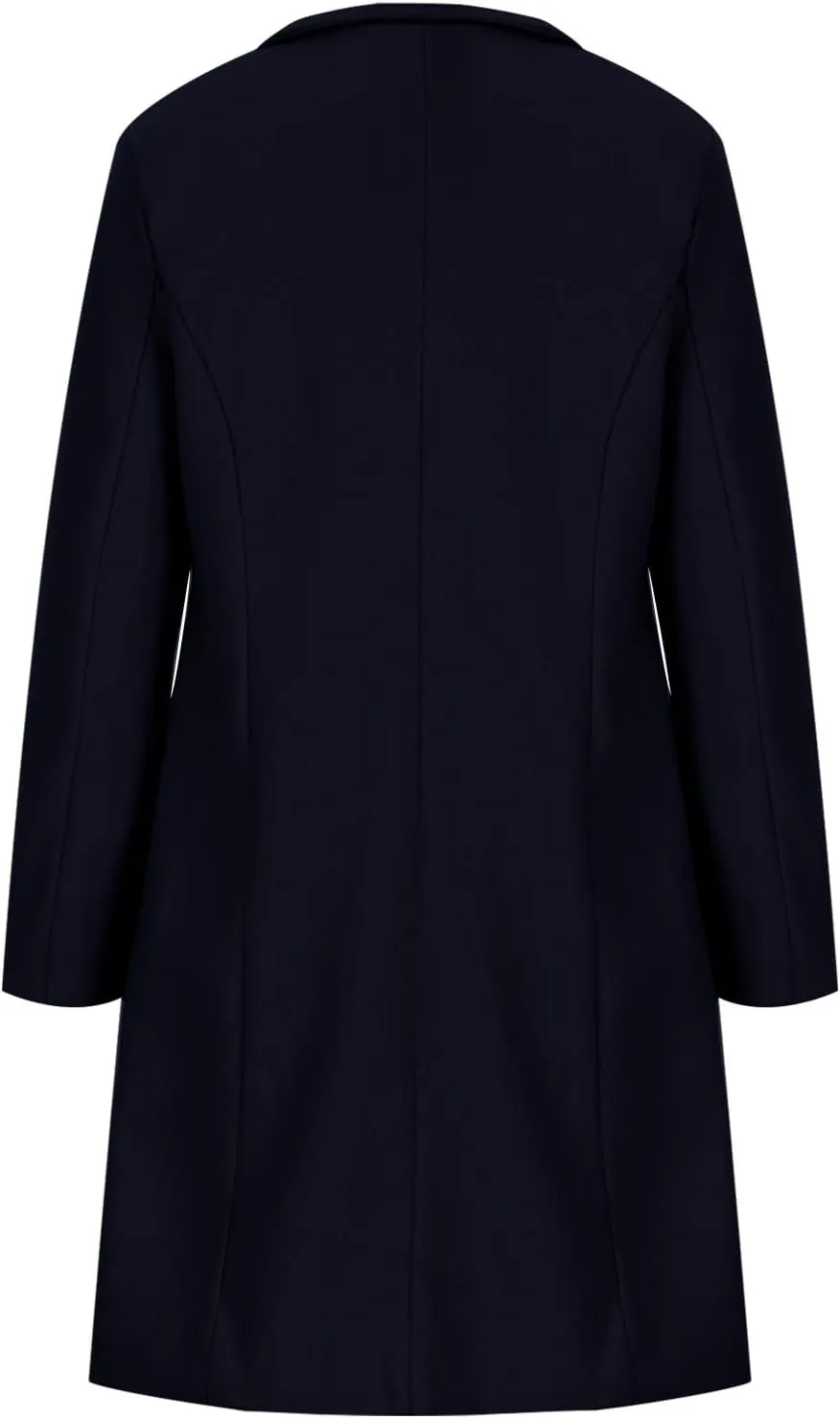 Womens Winter Wool Coats Single Breasted Mid-Long Pea Coats Elegant Notch Lapel Windproof Trench Coat Outwear