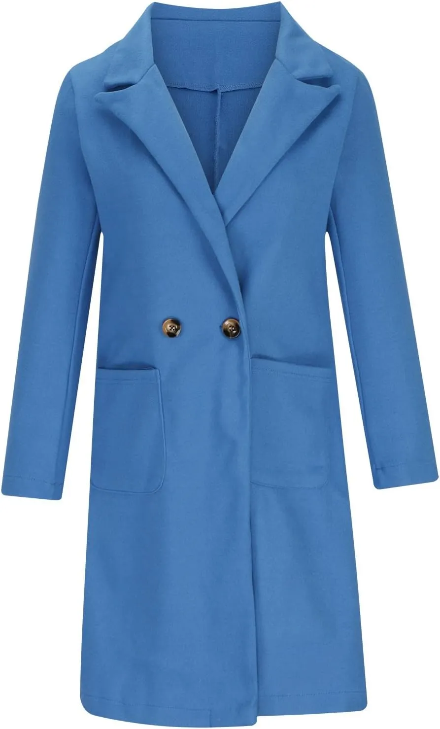Women's Wool Blend Trench Coat Winter Jackets Mid Long Pea Coats Dressy Casual Double Breasted Overcoat with Pockets