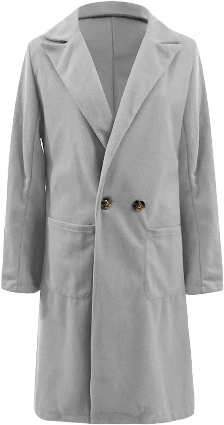 Women's Wool Coats Fashion Autumn And Winter Long-Sleeved Lapel Tweed Coat Windbreaker Jacket, M-3XL