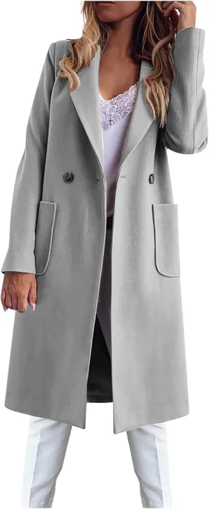 Women's Wool Coats Fashion Autumn And Winter Long-Sleeved Lapel Tweed Coat Windbreaker Jacket, M-3XL